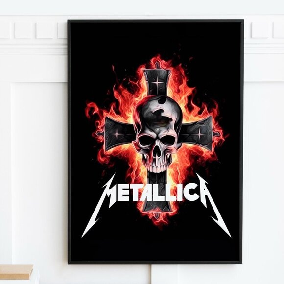 20x30 Metallica Heavy Metal Band Skull on‎ a Cross Oil Painting Art Poster - Picture 2 of 9